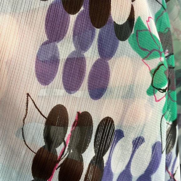 Lane Bryant chiffon multicoloured short sleeve wrap top sheer size 14/16 - Picture 6 of 7